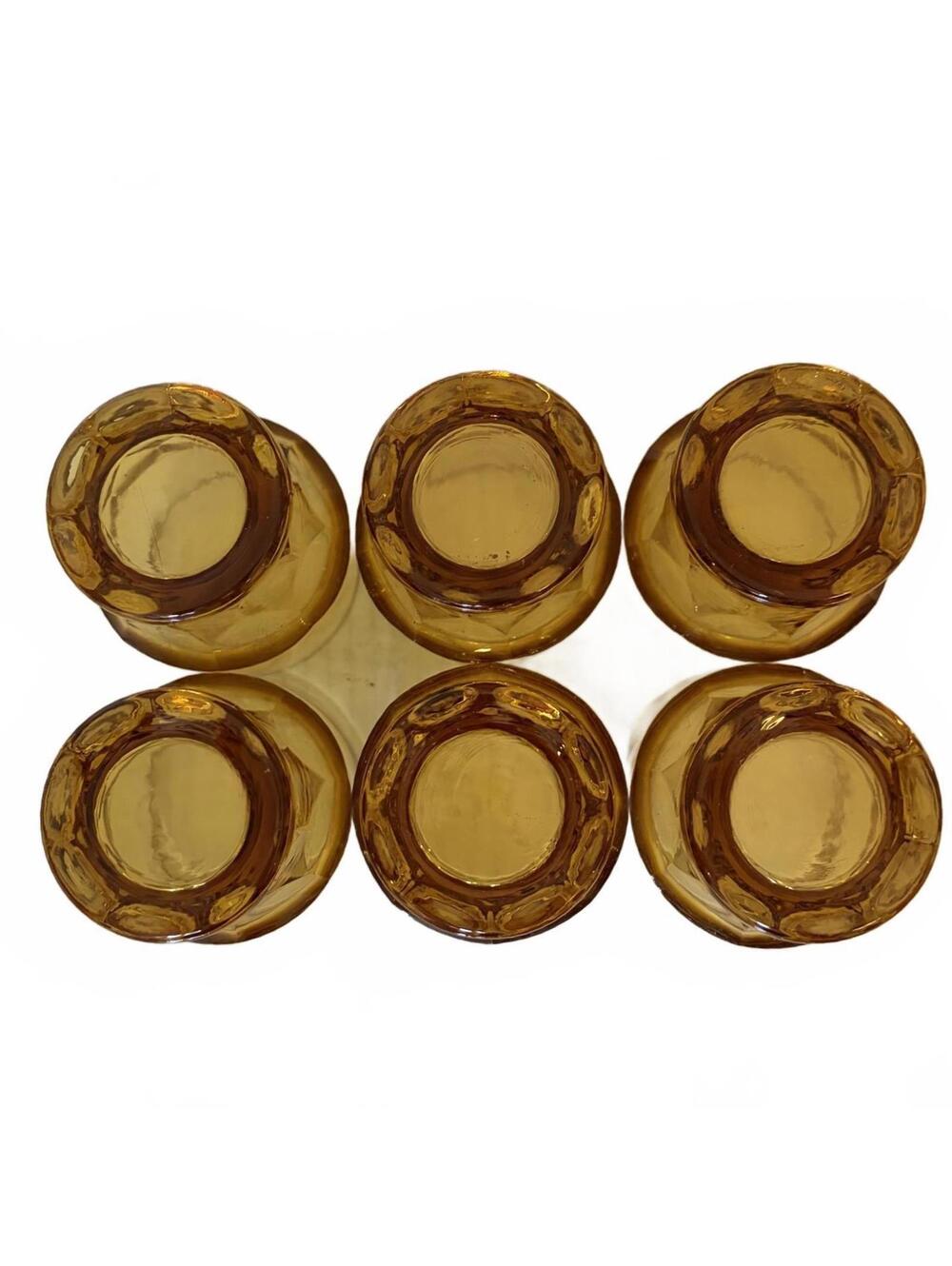Set of 6 vintage amber glass tumblers in the Georgian pattern - Picture 5 of 8